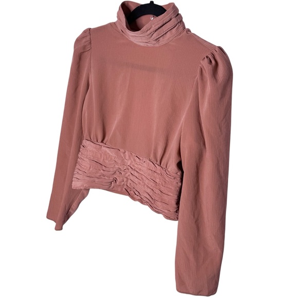 Zara | Blush Pink Ruched Mock Neck Open Back | XS | EUC - Picture 2 of 8